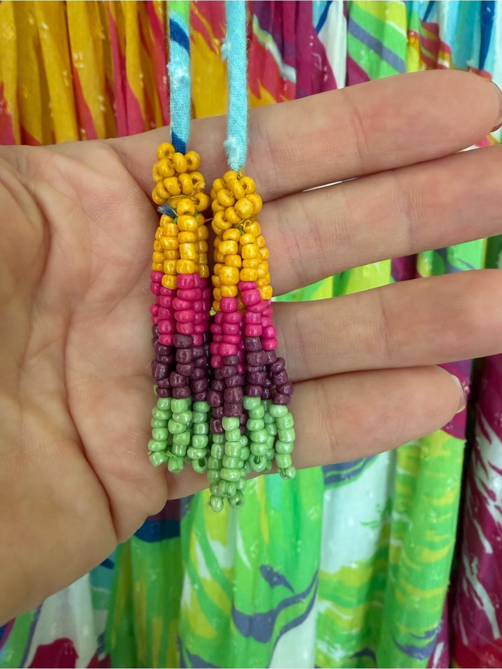 FARM Rio Pink, Lime, Blue & Yellow Puff Sleeve Midi Dress - Picture 7 of 7